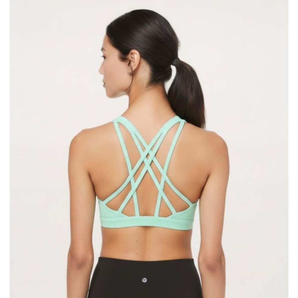 Lululemon Free To Be Serene Sports Yoga Bra Light Support Strappy Tonic Sea 10 - Picture 2 of 8